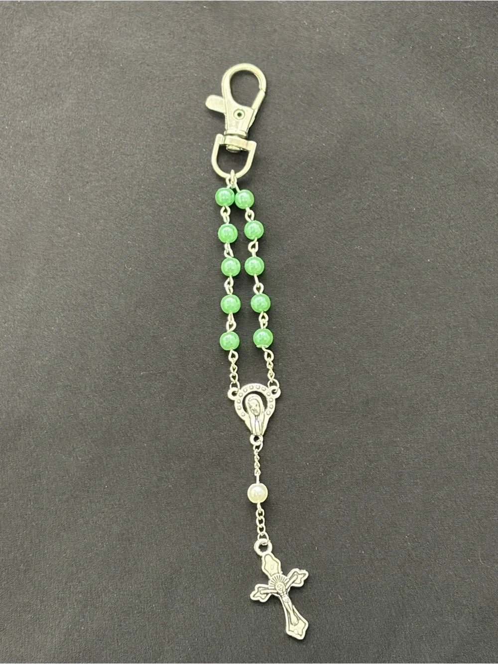 Handmade Green Rosary Bag Charm